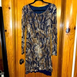 Long sleeve snake pattern mini dress